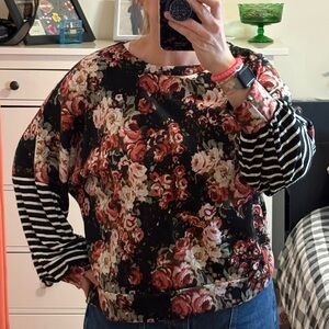 Sew In Love Floral and Striped Knit Top